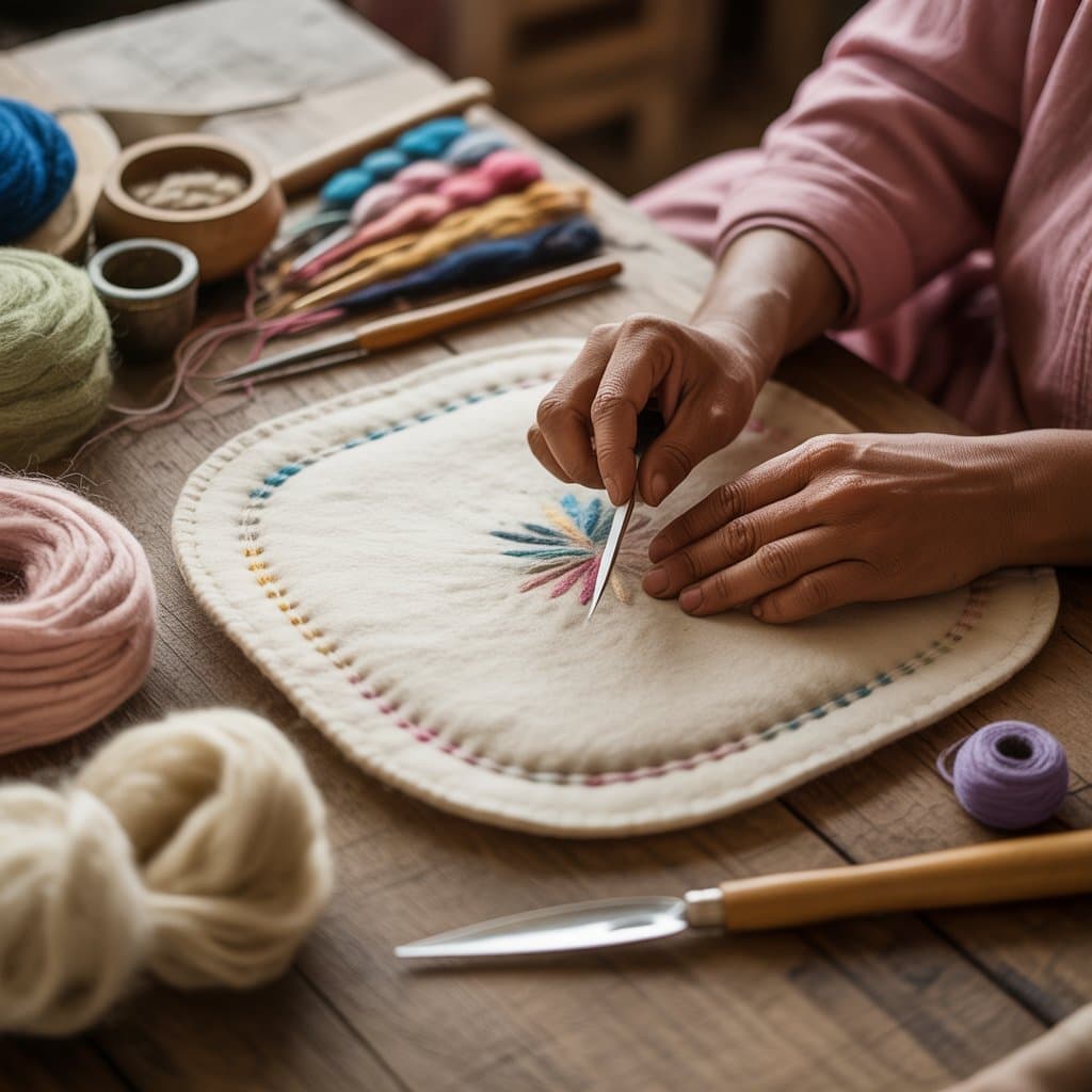 Women artisans crafting felt products